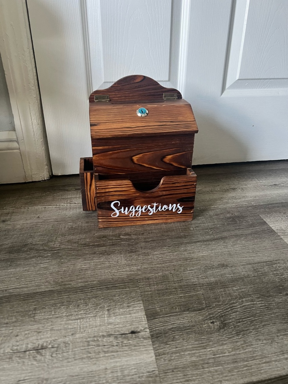 Wooden Suggestions Box - Dark Brown Suggestion & Mail Organizer